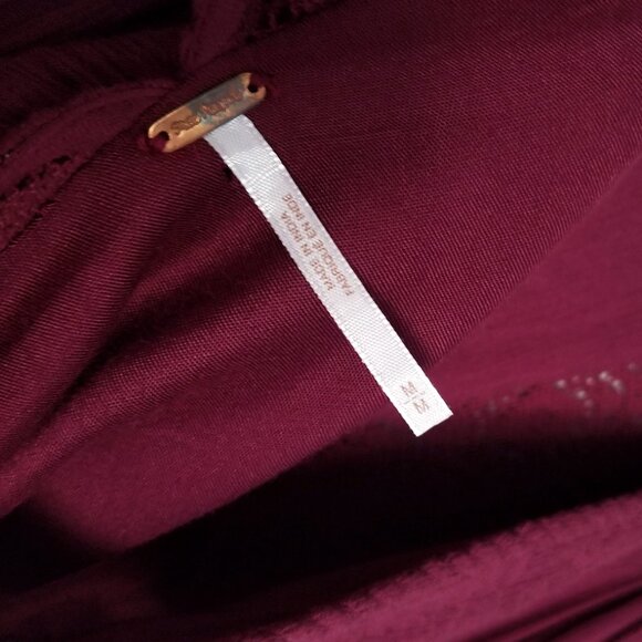 Free People Mohave Embroidered Daytime Mini Dress Babydoll Plum Burgundy M $148 - Picture 9 of 16